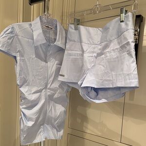 Light Blue Women's Shirt and Shorts Set